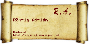 Röhrig Adrián névjegykártya